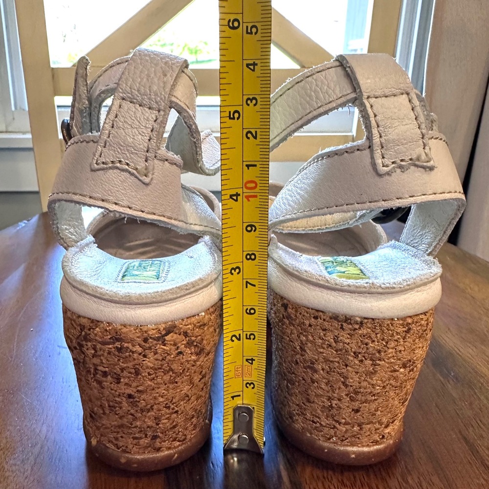 El Naturalista Wedge Sandals Womens 38 White Leather Cork Platform 401 Spain - Picture 3 of 16